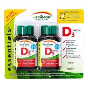 Image of Jamieson Vitamin D3 1000IU 2 x 375-Pack - 1 x 830 Grams